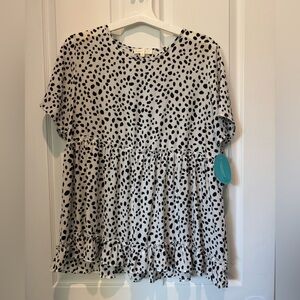 Polka Dot Ruffle Hem Top